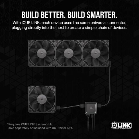 مراوح CORSAIR iCUE Link RX120 RGB 120 مم PWM مع محور نظام iCUE Link - محمل قبة مغناطيسي - حزمة ثلاثية - أسود in Kuwait