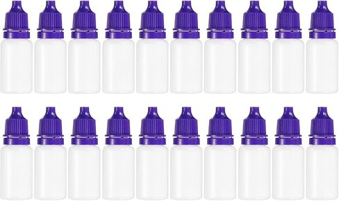 PATIKIL 10ml Liquid Dropper Bottle, 20 Pack PE Squeezable Dropping Eye Dropper Container with PP Cap for Home Travel, Purple in Saudi Arabia