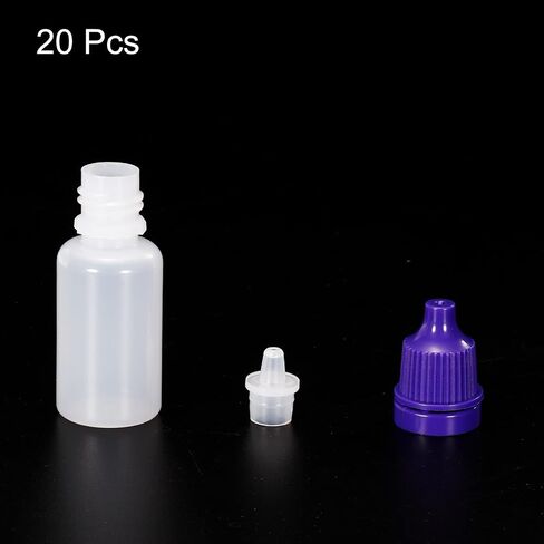 PATIKIL 10ml Liquid Dropper Bottle, 20 Pack PE Squeezable Dropping Eye Dropper Container with PP Cap for Home Travel, Purple in Saudi Arabia