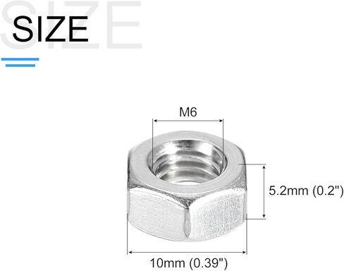 Hex Nuts Assortment Kit (M6-1 Hex Nuts with M6 Flat Washers & Split Lock Washers) 60Pcs, 304 Stainless Steel Hexagon Nut Hardware Kit in Saudi Arabia