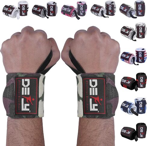 DEFY Fitness Wrist Wraps 18" Professional with Thumb Loops- Premium Quality, Strong Fastening Straps- Men & Women – Best for Weightlifting, Powerlifting,Strength Training in Saudi Arabia