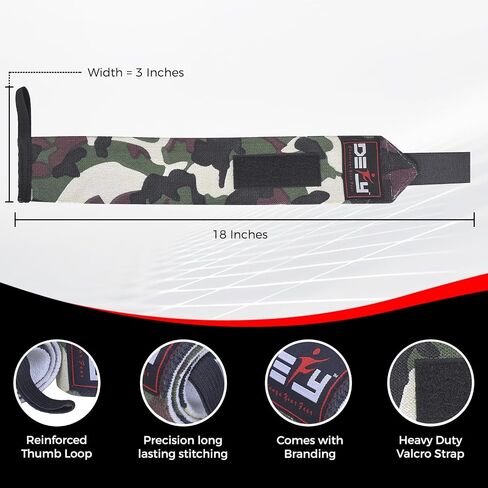 DEFY Fitness Wrist Wraps 18" Professional with Thumb Loops- Premium Quality, Strong Fastening Straps- Men & Women – Best for Weightlifting, Powerlifting,Strength Training in Saudi Arabia