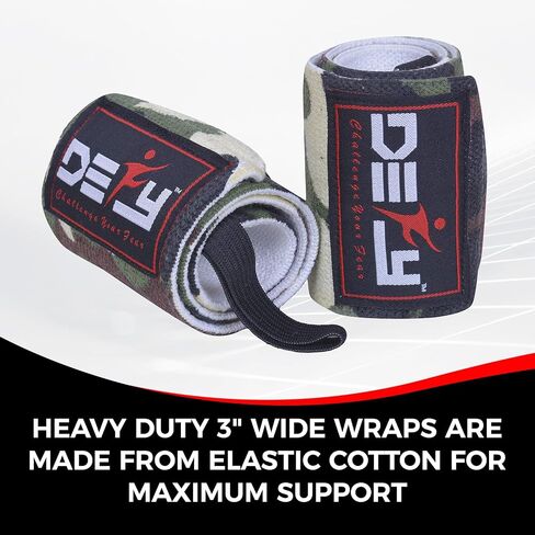 DEFY Fitness Wrist Wraps 18" Professional with Thumb Loops- Premium Quality, Strong Fastening Straps- Men & Women – Best for Weightlifting, Powerlifting,Strength Training in Saudi Arabia
