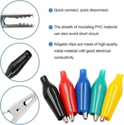 Alligator Clip 75 PCS Electrical Test Lead Clip Metal Crocodile Clamps Battery Connector for Multimeter Electrical Test Circuit Connection, 3 Type Alligator Clips in Saudi Arabia