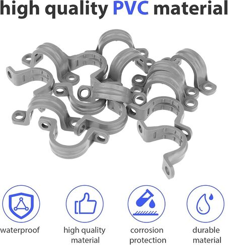 15 Pcs 1/2 Inch PVC Pipe Straps, 2 Holes Conduit Pipe Clamps Plastic Pipe Supports, Conduit Clamp Pipe Mounting Bracket Clips, Plastic Conduit Strap with Screws and Expansion Tube in Saudi Arabia