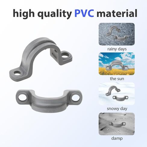 15 Pcs 1/2 Inch PVC Pipe Straps, 2 Holes Conduit Pipe Clamps Plastic Pipe Supports, Conduit Clamp Pipe Mounting Bracket Clips, Plastic Conduit Strap with Screws and Expansion Tube in Saudi Arabia