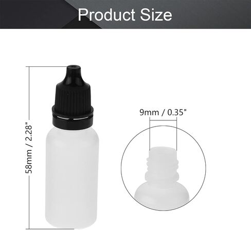 Othmro 0.5oz PE Lab Eye Plastic Dropper Bottles 20pcs, 15ml Squeezable Eye Liquid Dropper Thin Mouth Via of Liquid Sample Seal Storage Bottle with Childproof Black Cap in Saudi Arabia