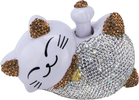 4.13×2.36×2.76in Solar Feng Shui Lucky Cat Rhinestone PVC Material Japanese Maneki Neko Waving Hand Fortune Cat for Car Interior Decoration Desktop Ornaments,Bring Good Luck Wealth (Pink) in Saudi Arabia