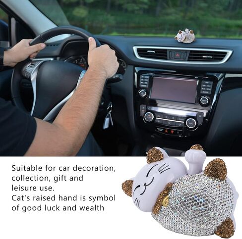 4.13×2.36×2.76in Solar Feng Shui Lucky Cat Rhinestone PVC Material Japanese Maneki Neko Waving Hand Fortune Cat for Car Interior Decoration Desktop Ornaments,Bring Good Luck Wealth (Pink) in Saudi Arabia