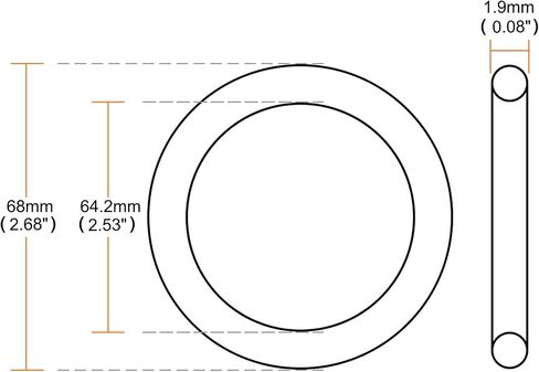 uxcell Nitrile Rubber O-Rings, 68mm OD 64.2mm ID 1.9mm Width, Metric Nitrile Rubber Sealing Gasket, Pack of 5 in Saudi Arabia