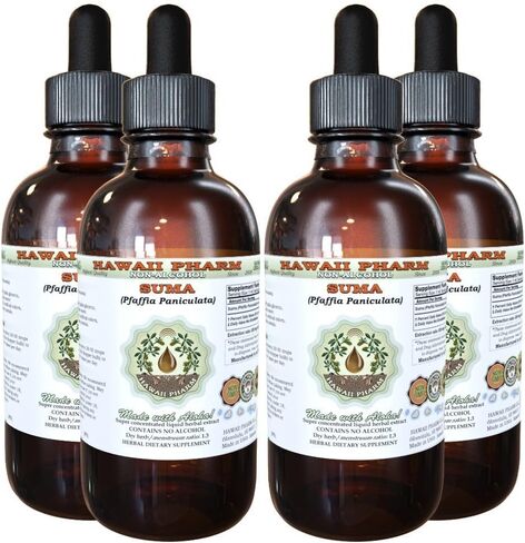 Hawaii Pharm Suma Alcohol-FREE Liquid Extract, Suma (Pfaffia Paniculata) Dried Root Glycerite Natural Herbal Supplement, USA 2 fl.oz in Saudi Arabia