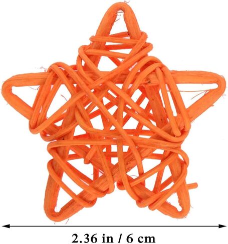 Natural Wicker Rattan Star Shaped Balls DIY Craft Vase Filler Hanging Balls Ornaments for Wedding Baby Shower Birthday Christmas Party Decorative (2.36 in, 12 Pcs) (White) in Saudi Arabia