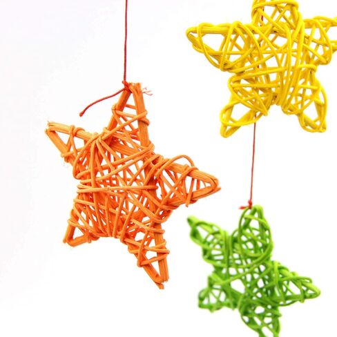 Natural Wicker Rattan Star Shaped Balls DIY Craft Vase Filler Hanging Balls Ornaments for Wedding Baby Shower Birthday Christmas Party Decorative (2.36 in, 12 Pcs) (White) in Saudi Arabia