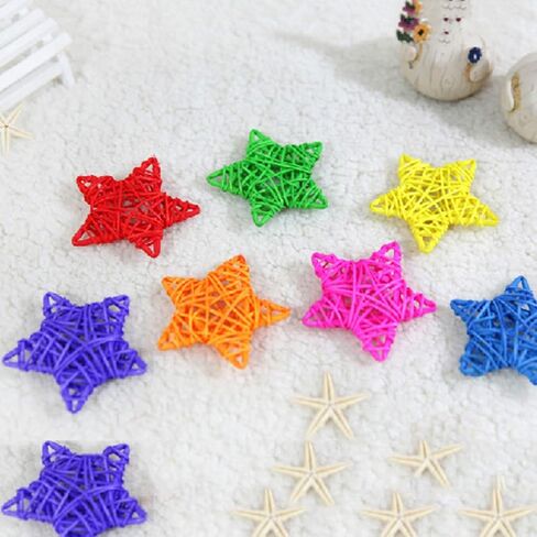 Natural Wicker Rattan Star Shaped Balls DIY Craft Vase Filler Hanging Balls Ornaments for Wedding Baby Shower Birthday Christmas Party Decorative (2.36 in, 12 Pcs) (White) in Saudi Arabia
