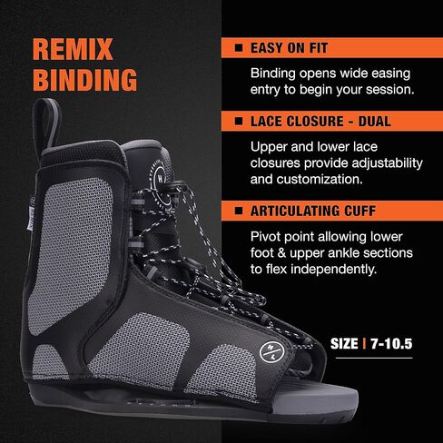Hyperlite Cryptic Wakeboard + حزمة Wakeboard Remix Bindings - مثالية للراكبين المتوسطين إلى المتقدمين in Saudi Arabia