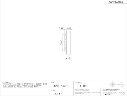 Timken 72487 محمل أسطواني مدبب، كوب واحد، تسامح قياسي، قطر خارجي مستقيم، فولاذ، بوصة، القطر الخارجي 4.8750 بوصة، عرض 1.0000 بوصة in Saudi Arabia