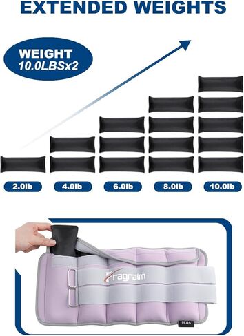 Adjustable Ankle Weights for Women 1-3/5/10/12/20 LBS Pair Wrist Weights for Men, Arm Leg Weights with Removable Weight for Walking, Running, Yoga, Aerobics, Gym, Physical Therapy in Kuwait