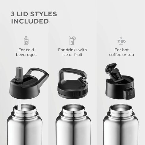 FineDine Triple Walled, Insulated Water Bottles with Straw - 25 Oz Stainless Steel Metal Bottle W/ 3 Leak Proof Lids - For Travel, School, Sports, Gym / Men, Women & Kids - Army Green in Saudi Arabia
