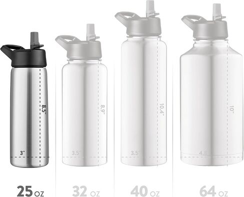 FineDine Triple Walled, Insulated Water Bottles with Straw - 25 Oz Stainless Steel Metal Bottle W/ 3 Leak Proof Lids - For Travel, School, Sports, Gym / Men, Women & Kids - Army Green in Saudi Arabia