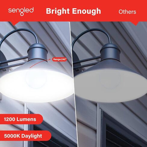 Sengled Motion Sensor Light Bulbs, Outdoor Flood Light Bulbs Motion Activated, PAR38 Led Porch Lights with Dusk to Dawn Sensor, Waterproof, 3000K Warm White, 1500LM, 2 Pack in Saudi Arabia