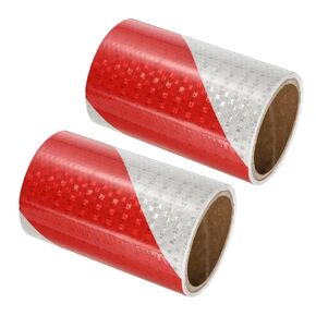 PATIKIL Reflective Tape, 2 Rolls 6 Inch x 10 FT Waterproof High Visibility Self-Adhesive Warning Safety Tape Outdoor Reflector Stickers for Cars Trucks Trailers, Red White