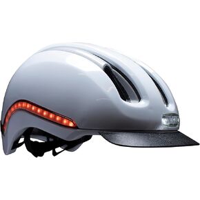 Nutcase, Vio, Bike Helmet with LED Lights and MIPS Protection for Road Cycling and Commuting, Blanco Gloss MIPS Light, S/M: 55cm-59cm