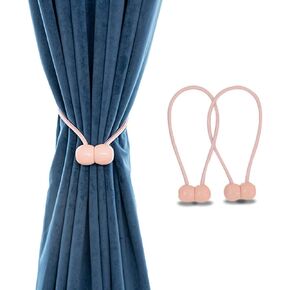 Magnetic Curtain Rope Tiebacks, Classic European Window Curtain Holders with Magnets for Blackout Curtain, Sheer Panels Draperies (Gray)