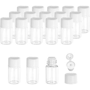 PATIKIL 1ml Essential Oil Bottles, 18 Pack Clear Glass Bottles with Orifice Reducer Sample Vial Slim Screw Cap Storage Vials Container, White
