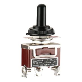 Baomain Toggle Switch ON/OFF/ON Momentary SPDT AC125V 20A with Waterproof Boot RT1122FS CE (1)
