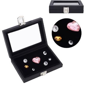 OLYCRAFT Velvet Pin Display Box Cabinet Brooch Collection Display Case with Clear Window Velvet Badges Display Box with Wood Bracket and Iron Clasps for Collectible Pins and Medals - 6x8x2