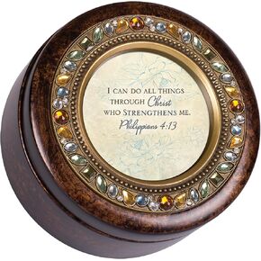Cottage Garden All Things Through Christ Amber Earth Tone Jewelry Music Box Plays How Great Thou Art