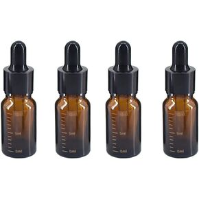 4 Pcs Empty Amber Glass Bottles Graduated Dropper Bottles Essential Oil Bottles Cosmetic Vials Containers with Graduated Dropper 20ml