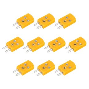 MECCANIXITY Mini K Type Thermocouple Wire Connectors Male Plug Adapter High Temperature 120°C(248°F) for Thermocouple Sensor Probe Orange 5pcs