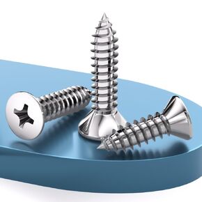 M2*18（100pcs）Self-Tapping Screws, M1/M2/M3/M4/M5/M6/M7/M8 304 Stainless Steel Sheet Metal Screws Set, Phillips Screws Wood Screws Set ，Phillips Flat Head self-Tapping Screws