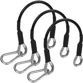 3pcs Gym Extension Cables + 3pcs Carabiners, 10" Replacement Fitness Extension Cables Compatible with Bowflex for LAT/Tricep Pull Down and Leg Exercise Home Gym Machine Accessories