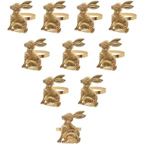 Rabbit Napkin Rings Set of 10, Cute Animal Rabbit Shape Decorative Napkin Rings Holders for Wedding Holiday Easter Christmas Thanksgiving Dinner Parties Home Table Napkin Decoration (Gold)