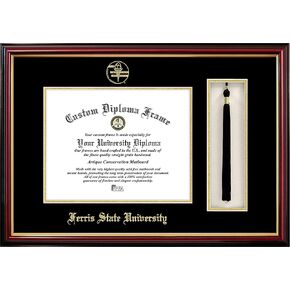 Campus Images MI979PMHGT Ferris State University Tassel Box and Diploma Frame, 8.5" x 11"