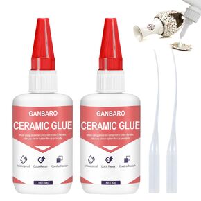 Ganbaro® 30 g*2 Ceramic Glue Repair, Ceramic Glue for Pottery, Porcelain Glue Super Glue for Ceramic Repair Ceramic Repair Glue Clear Fast Drying No Toxic for Ceramic, Pottery, Glass