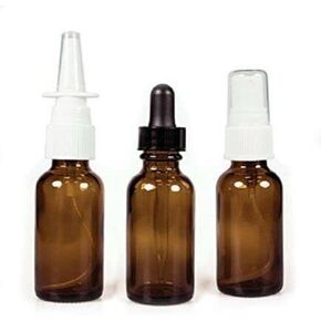 Sinus Applicator and Travel Kit, Amber Glass 3-Pack w/ 1oz Mist Sprayer, 1oz Nasal Sprayer, and 1oz Dropper…