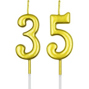 35th & 53rd Birthday Candles, Black Number 35 53 Candle for Cake, Happy Birthday Cake Topper Decoration for Birthday Anniversary Celebration Party Supplies