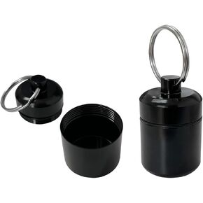 2pcs Portable Pill Container Keychain Pill Holder Medicine Organizer,Aluminium Alloy Round Pill Box Organizer for Outdoor Travel Camping