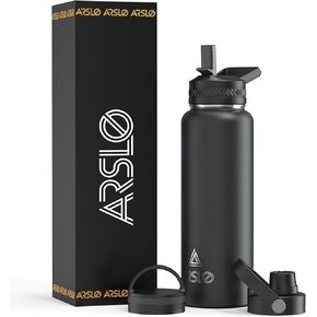 Arlso Classic Insulated Water Bottle, 40oz Stainless Steel Water Flask Bottles with Storage Sleeve 3 Lids Straw, Spout and Handle Lid, Vacuum Double Walled 40 oz Thermos Water Jug,Starry Indigo