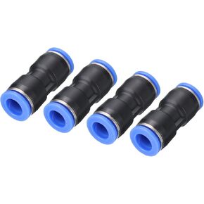uxcell Push to Connector Fitting, 8mm Tube OD Quick Connect Air Line Hose Pipe Fitting Straight Pneumatic Connector, Black 4Pcs