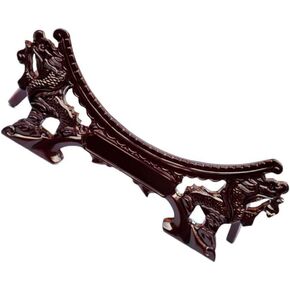 Zerodeko Book Display Stand Wooden Plate Stand Decorative Plate Display Rack Vintage Dragon Head Carving Easels Chinese Style Plate Holder for Platters Dishes Display Dark Red Picture Stand