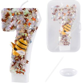Bee Happy Birthday Candle, Bee Number 0 Cake Candle Birthday Cake Topper for Bee Theme Birthday Party Decorations