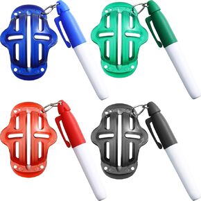 WILLBOND 4 Pack Golf Ball Line Liner Ball Marking Tool Alignment Tool and 4 Pieces Golf Ball Marker Pen (Black, Blue, Red, Green, Hollow Style)
