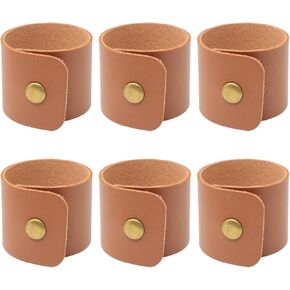 Honbay 6PCS Faux Leather Napkin Rings Brown Napkin Rings Holder Rustic Serviette Buckle for Farmhouse Wedding Birthdays Table Decoration