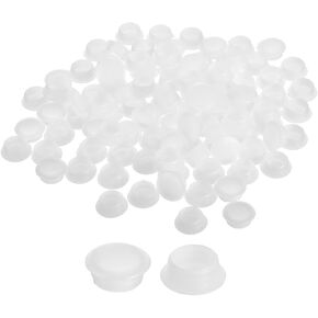 uxcell 100Pcs Screw Hole Plugs, 12mm(15/32") Dia Plastic Snap in Locking Hole Covers Flush Type Caps for Furniture Cabinet Cupboard, White