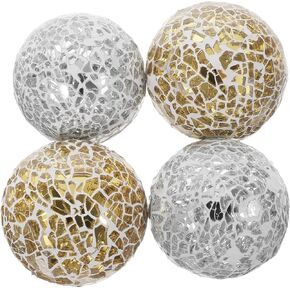 4pcs Mosaic Ball Mosaic Sphere Ball Tabletop Mosaic Ornament Table Sphere Mosaic Sphere Ornament Glass Ball Crafts Home Decor Decorative Ball Sphere Decors Mosaic Glass Ball