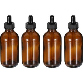 PATIKIL 15ml Glass Dropper Bottle, 4Pcs Leakproof Essential Oils Sample Liquid Perfume Container with Eye Dropper for Storage Travel, Clear